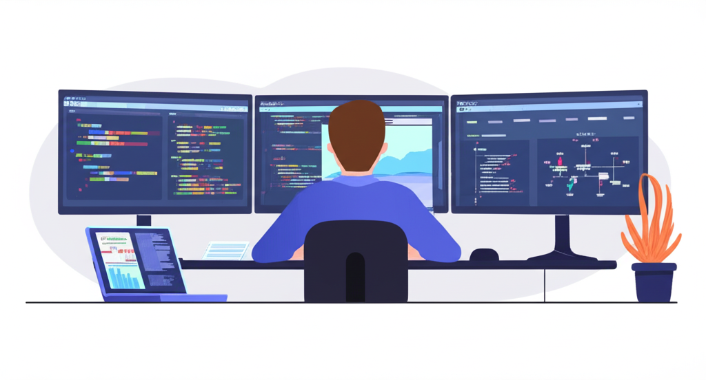 Developer working illustration